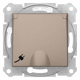 SE Sedna Титан Розетка 1-ая IP44 16А с з/к,с крышкой, cо шторками,быстрозаж. контакты