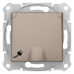 SE Sedna Титан Розетка 1-ая 16А c з/к, со шторками, с крышкой, быстрозаж. контакты